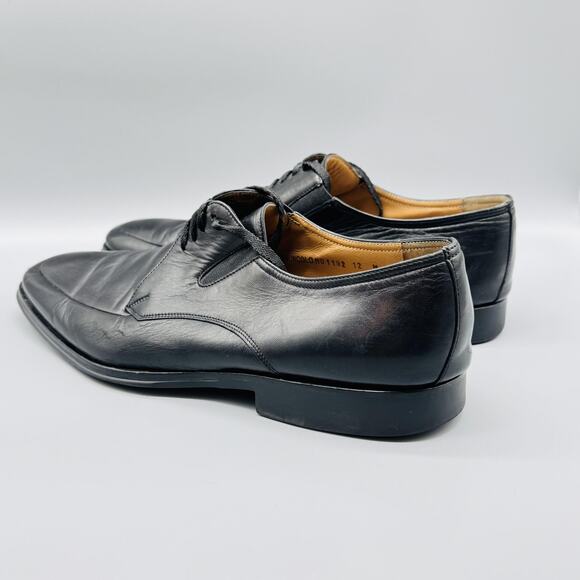 Bruno Magli Shoes Mens 12 Black Leather Oxford Slip On Lace Up Formal Dress main image 4
